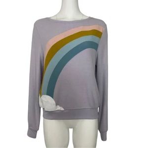 Wildfox Color Cloud Sweater Medium Muse Light Purple Long Sleeve Graphics. NWT